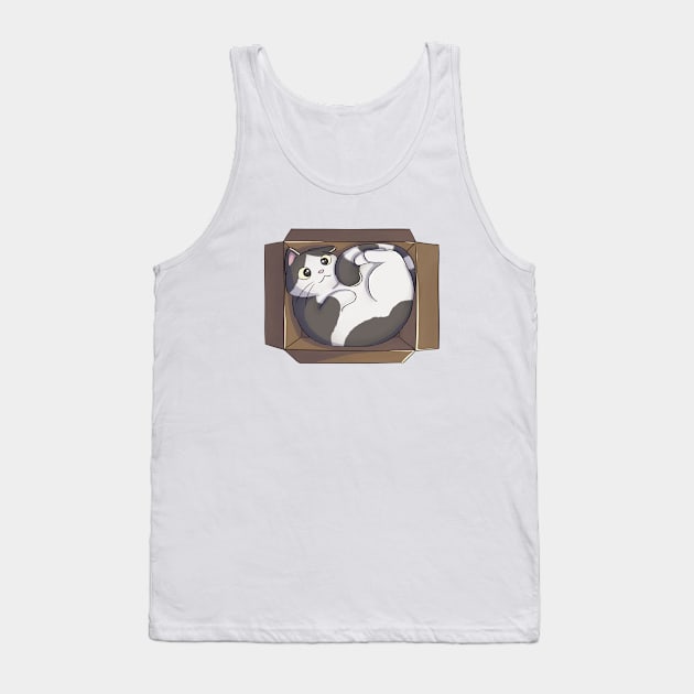 Cat Curled Up In Box Tank Top by Meowrye